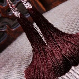 Elegant Burgundy Tassel Earrings